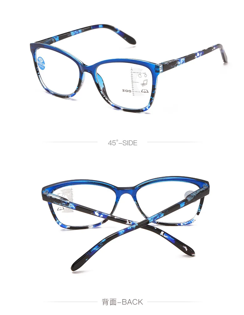 Bunte Progressive Multifokale Lesebrille Frühling Brillen Beine Geeignet Frauen Anti Blau Licht Presbyopie Brillen – Detail 4