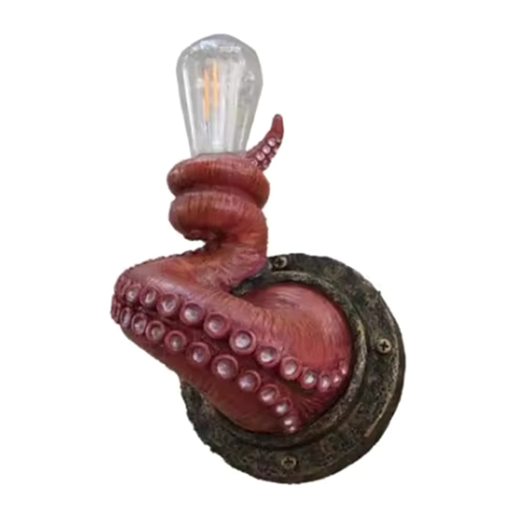 Wall Light Octopus Vintage Tentacle Shape Wall Lamp Realistic Resin Animal LED Sconce Home Aisle Bar Decorative Light