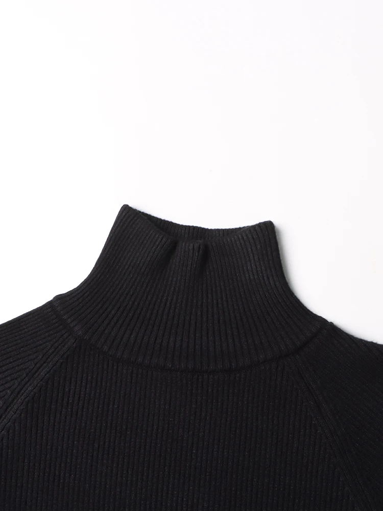 ROMISS Minimalist Slim Pullover Sweater For Women Turtleneck Long Sleeve Casual Asymmetrical Soldier Knitting Sweaters Female