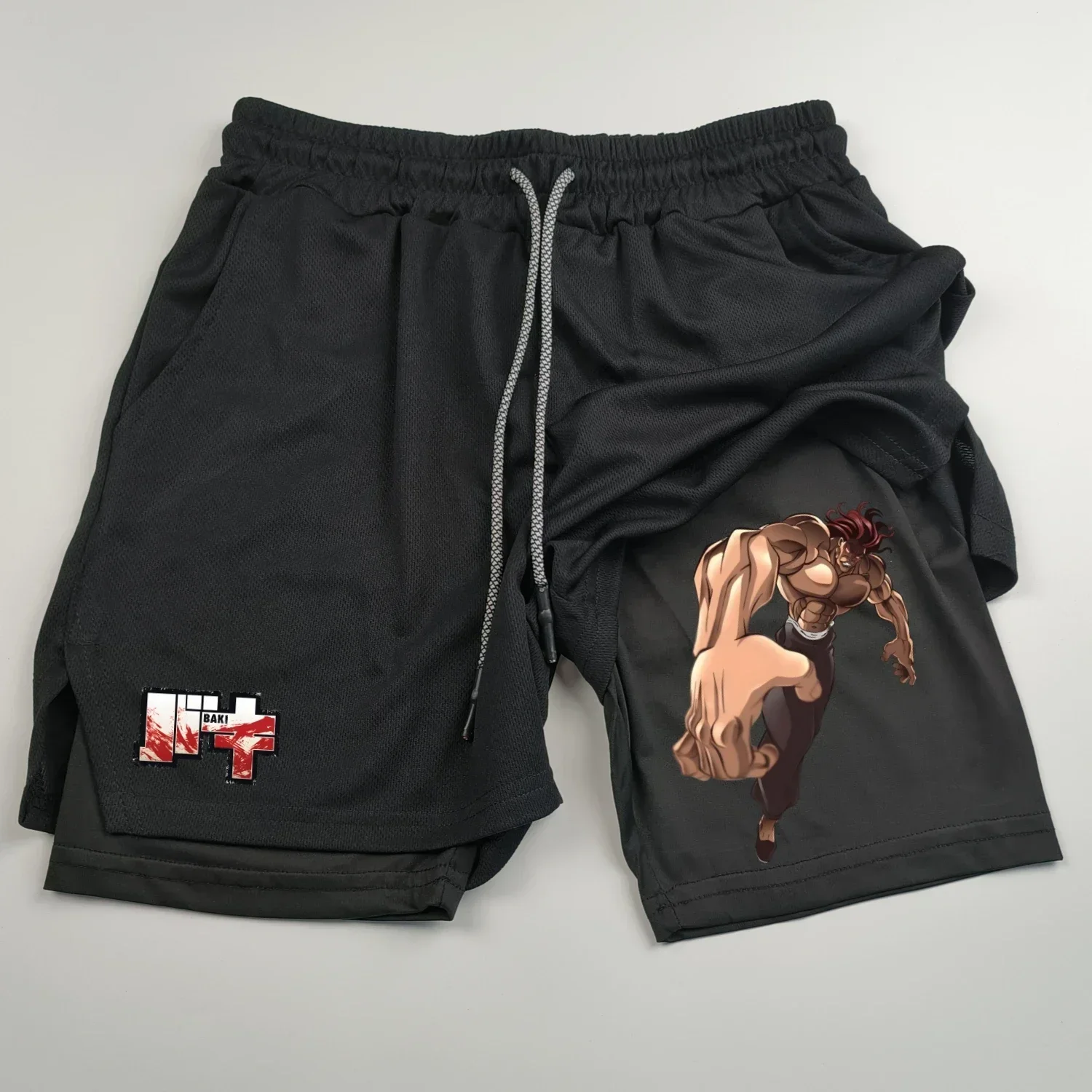 كارتون باكي الرجال السراويل الصيف ضغط قصيرة طبقة مزدوجة رسالة التجفيف السريع السراويل اللياقة البدنية رياضية تجريب Sho #1