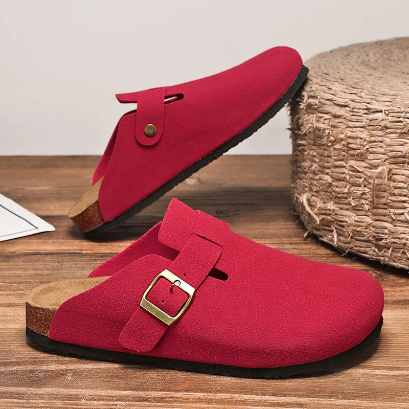 Männer Wildleder Leder Kork Sandalen Clogs Frauen Geschlossene Zehe Hausschuhe Slides Gesundheit Fußbett Für Dropshipping