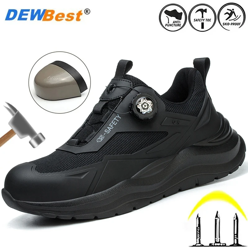 Men's four seasons anti-smash anti-puncture wear-resistant lightweight steel-toe shoes breathable non-slip anti-odor work shoes