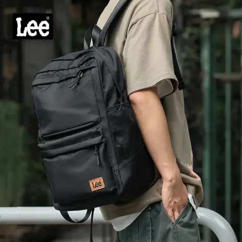 Lee clássico preto unisex estudante universitário saco de escola grande capacidade casual lazer náilon mochilas portátil mulher homem mochila