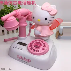 Anime Sanrio Kawaii Antique Corded Landline Telephone Hello Kitty Cute Retro Without Battery Girl Heart  Pink Creative Gif