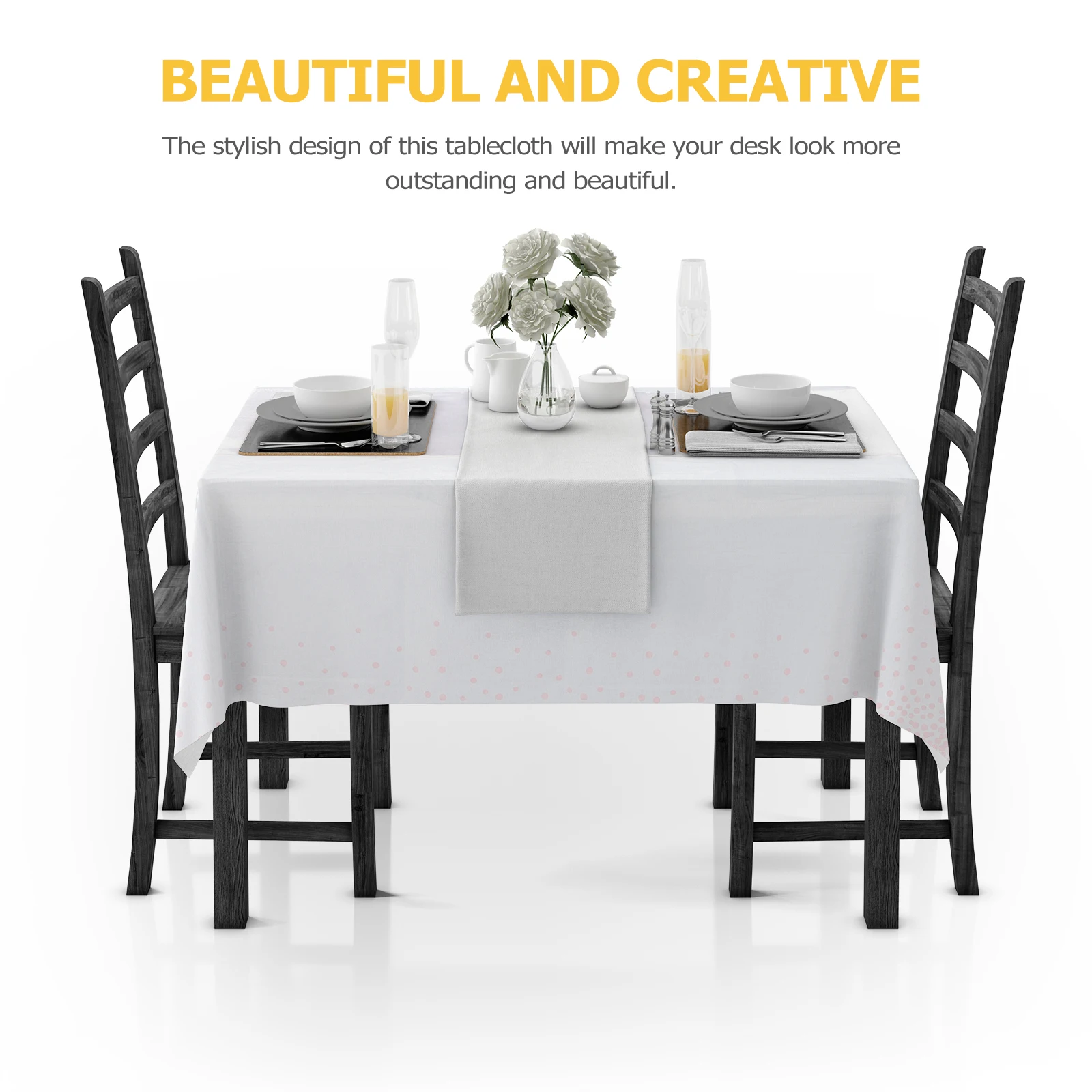 

2 Pcs Plastic Tablecloth + Silk Flag Birthday Party Kids Dining Dinner Cover Room Decor