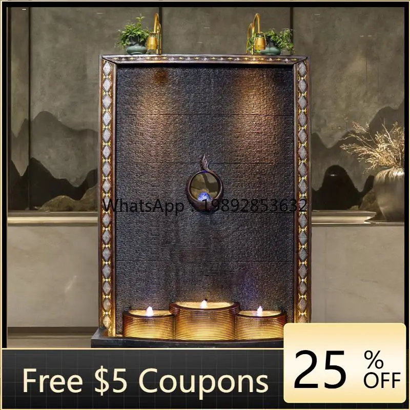 

LYY Double-Sided European Style Water Curtain Wall Flowing Water Ornament Company Front Desk Landscape Feng Shui Decoration
