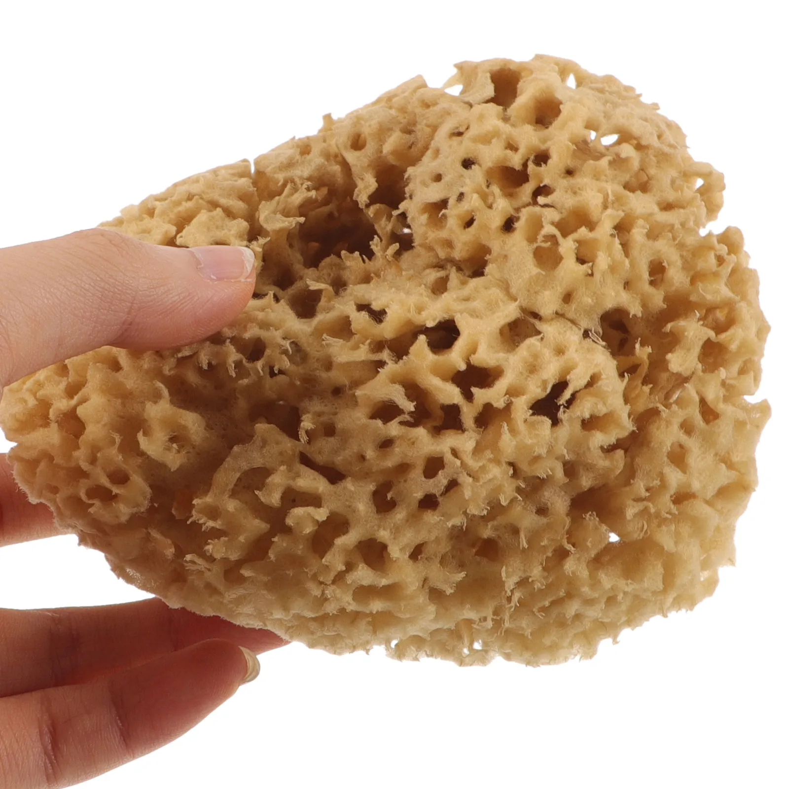 كرة حمام محمولة، إسفنجة استحمام طبيعية على شكل قرص العسل للبشرة الناعمة، تنظيف عميق، خفيفة الوزن، مناسبة للسفر #1