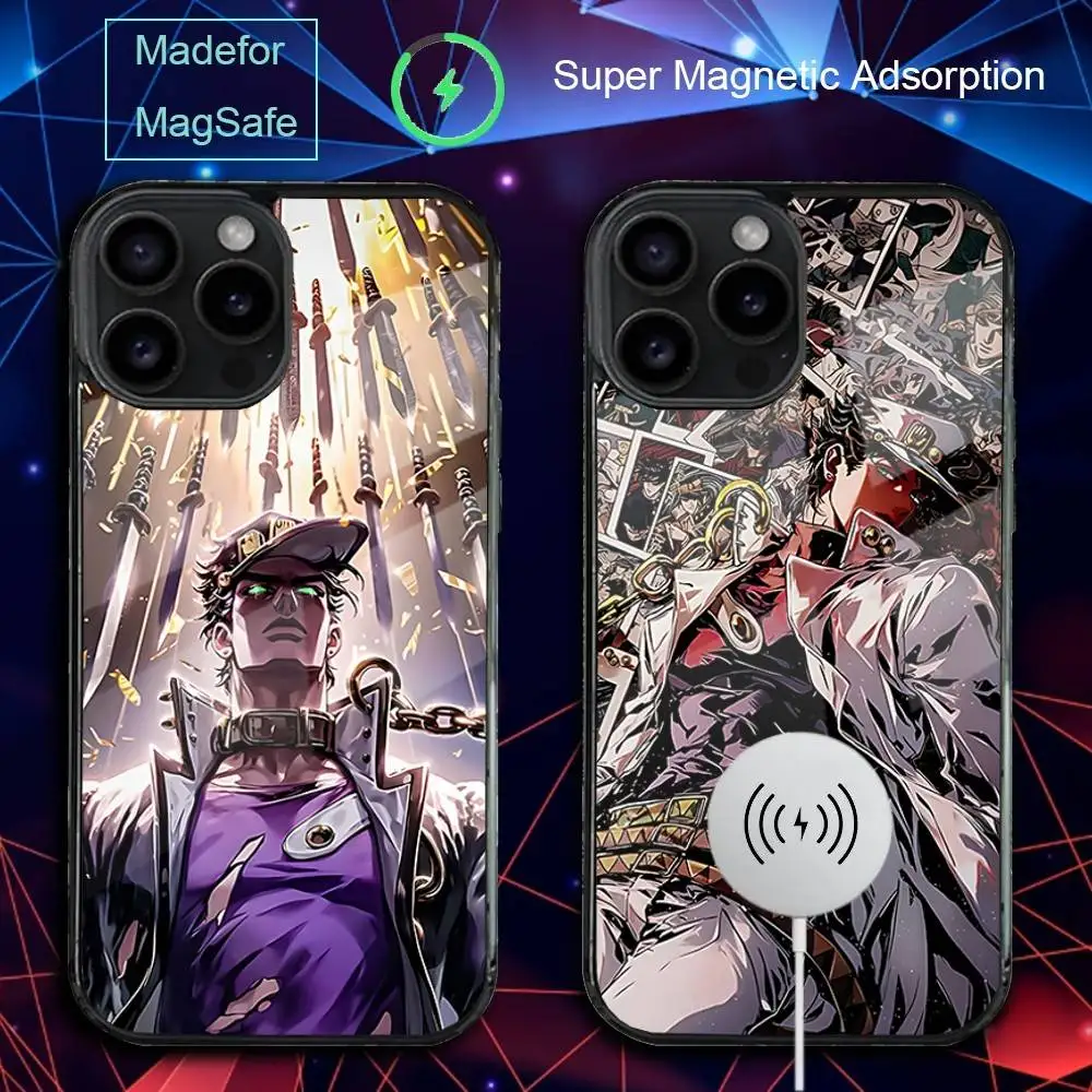 

Чехол для телефона JO-JO Anime B-Bizarre для iPhone 17,16,15,14,13,12,11,Pro,Max,Plus,Mini,SE4,E с магнитной беспроводной зарядкой Magsafe