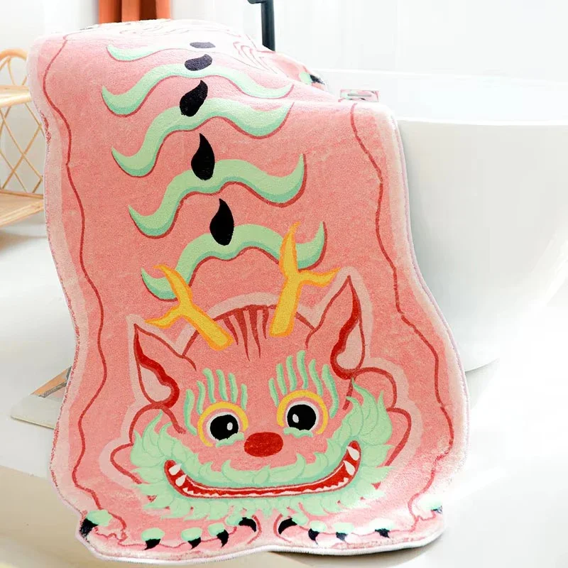 Art Cute Pink Comfortable Living Room Carpet Cartoon Dragon Design Soft Bedroom Rug Home Decoration Aesthetic Girl Rooms Carpets