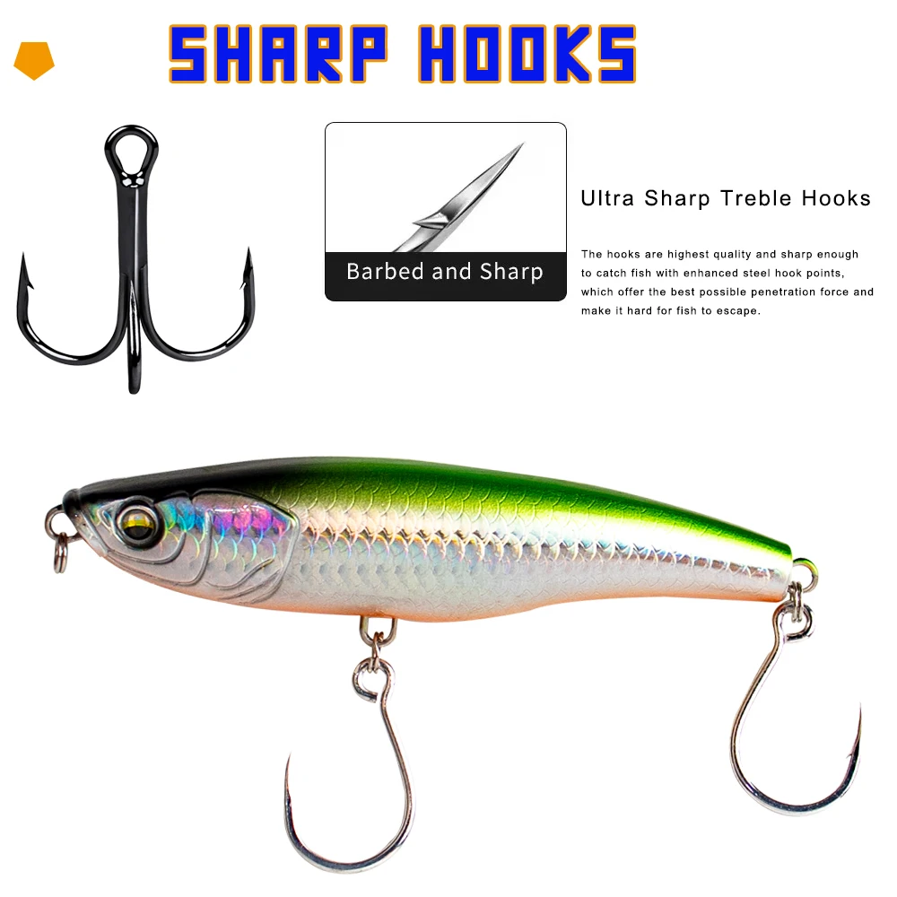 ZWICKE 1 قطعة محاكاة اصطناعية ABS البلاستيك طعم الاسماك 52.5 جرام/110 مللي متر كبير غرق قلم رصاص للمياه المالحة باس سمك السلمون المرقط الصيد السحر #3