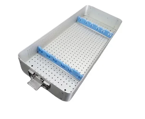 Customized Medical Instrument Surgical Stainless Steel Sterilization Box With Silicone Mat