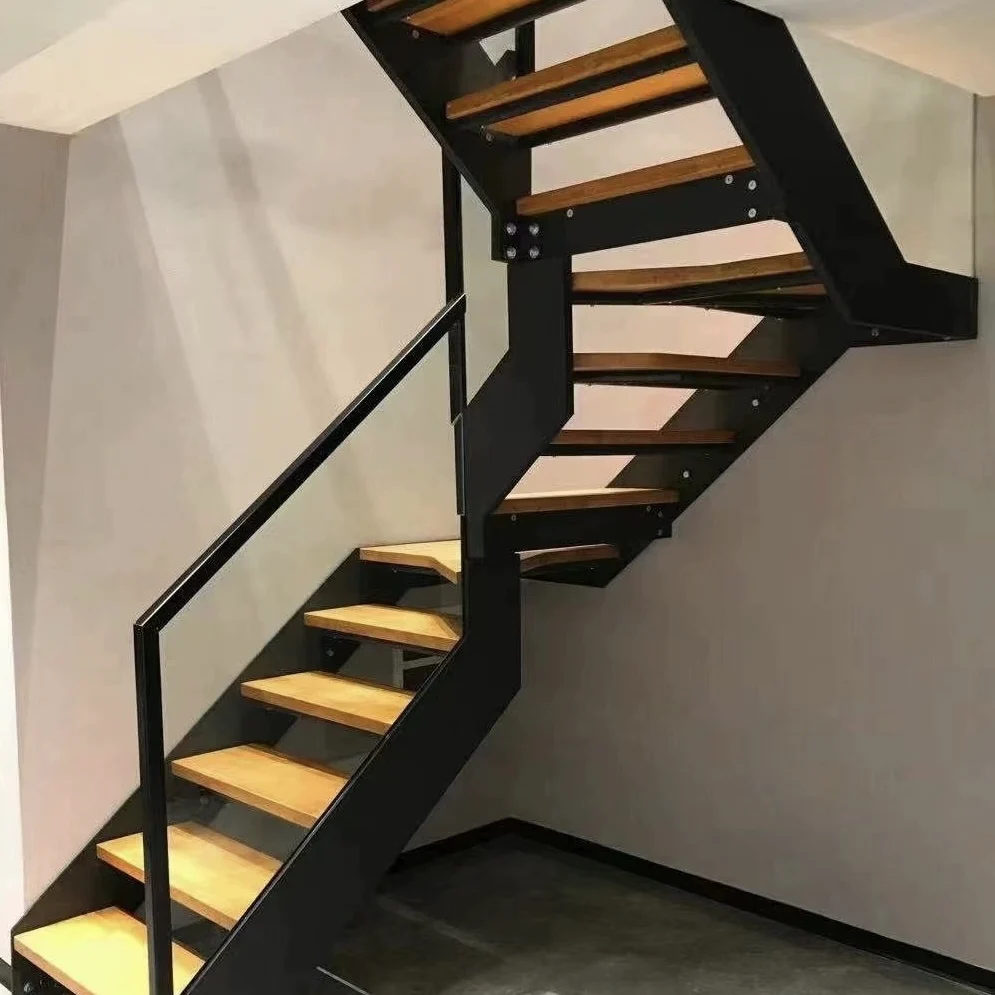 Personalizzazione del battistrada in legno Scala galleggiante moderna Design delle scale Scale galleggianti solide per interni decorative americane moderne