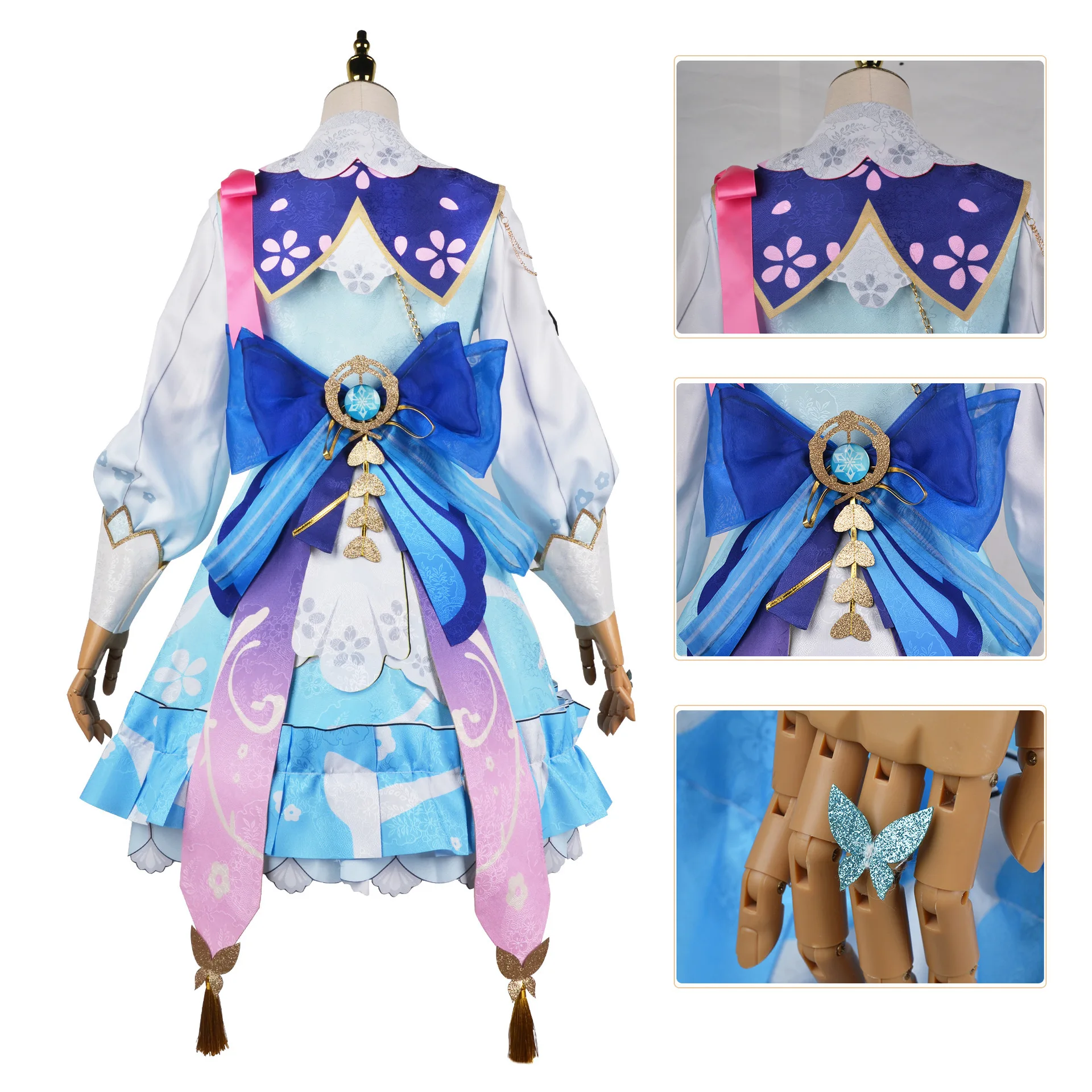 Genshin Impact Kamisato Ayaka Cosplay Kostuum Kleding Set Halloween Party Disfraz Mujer Adulta Pruik Schoenen Lolita Jurk Meisje