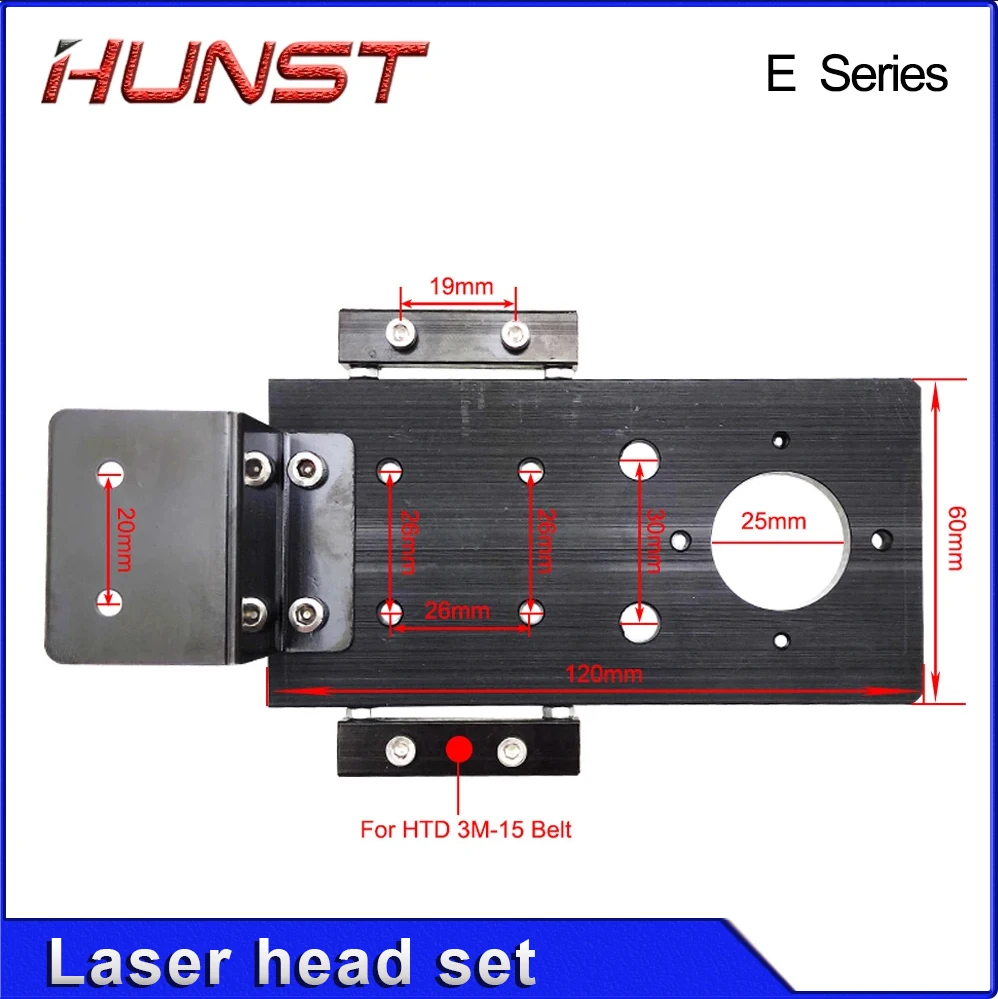 Hunst-CO2 Laser Cabeça Set para Máquina de Corte Gravura, Série E com Lente Diâmetro 20mm, FL50.8, 63.5, 101.6, Espelho 25mm
