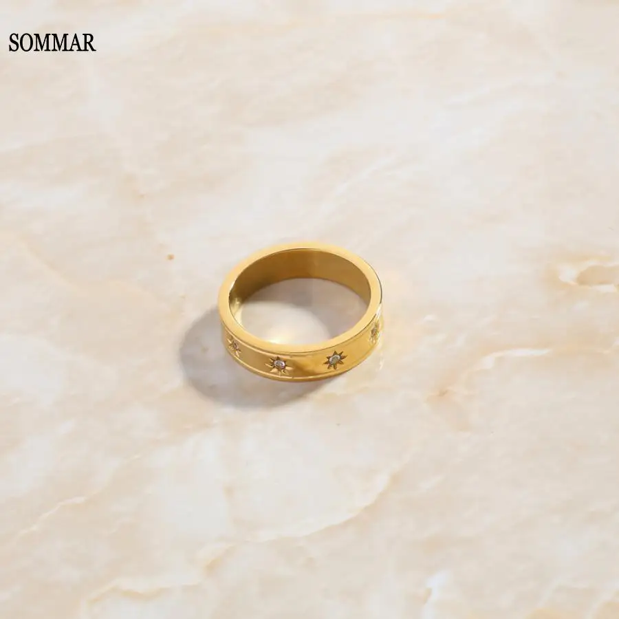 SOMMAR-anillos de boda para mujer, sortija de Estrella Brillante, Ópalo, color dorado de la india, tamaño 6, 7, 8, compras en línea