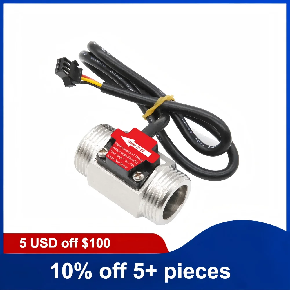 

3/4 дюйма расходомер из нержавеющей стали 1,75 МПа DC3,5 ~ 24 В датчик расхода воды NPN датчик переключателя потока турбины Холла