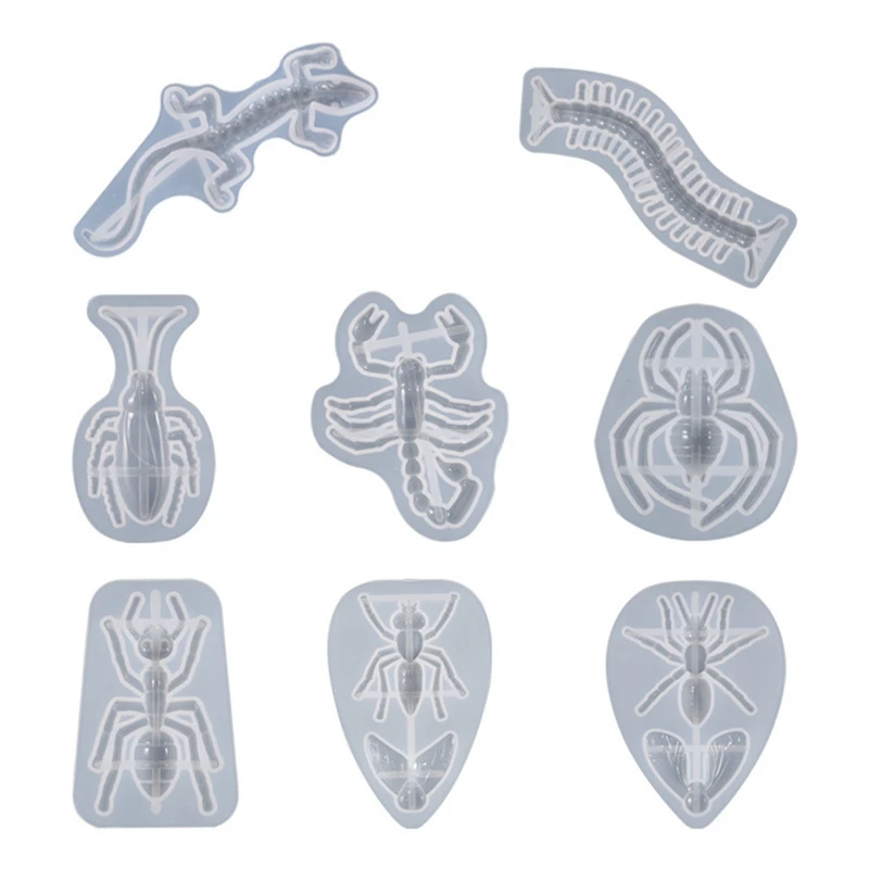 SEWS-Insect Fondant Moulds, Bug Cake Decoration Silicone Moulds Gecko/Centipede/Spider/Scorpion/Ant/Insect Epoxy Moulds