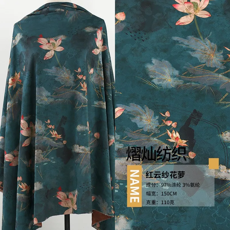 Новое красное марлевое платье с цветочным принтом лилии, осеннее и зимнее платье Cheongsam