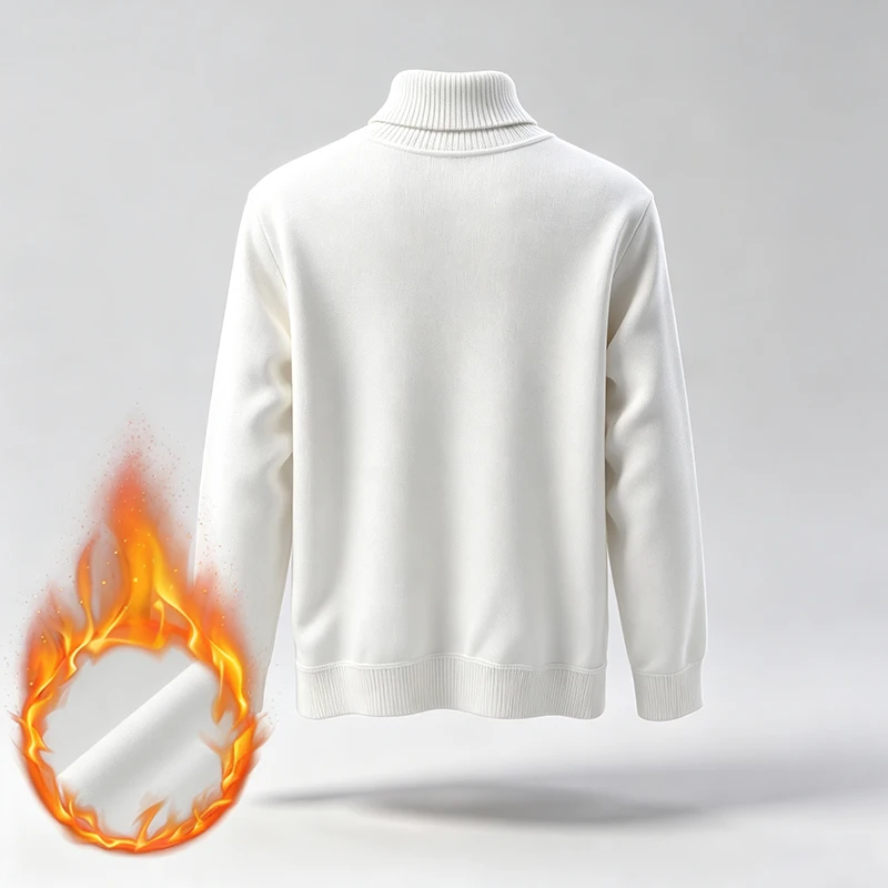 Herren-Rollkragenpullover aus Strick mit Fleece-Futter und geripptem Saum, ideal für Spaziergänge in der Stadt, gesellschaftliche Anlässe und verschiedene Winteraktivitäten. – Detail 8