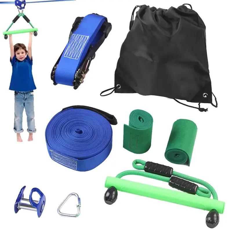 

Zip Line Kits Wear-resistant Slider Zipline Pulley Kit Backyard Adventurous Obstacle Course Accessories For Kids Children Adults