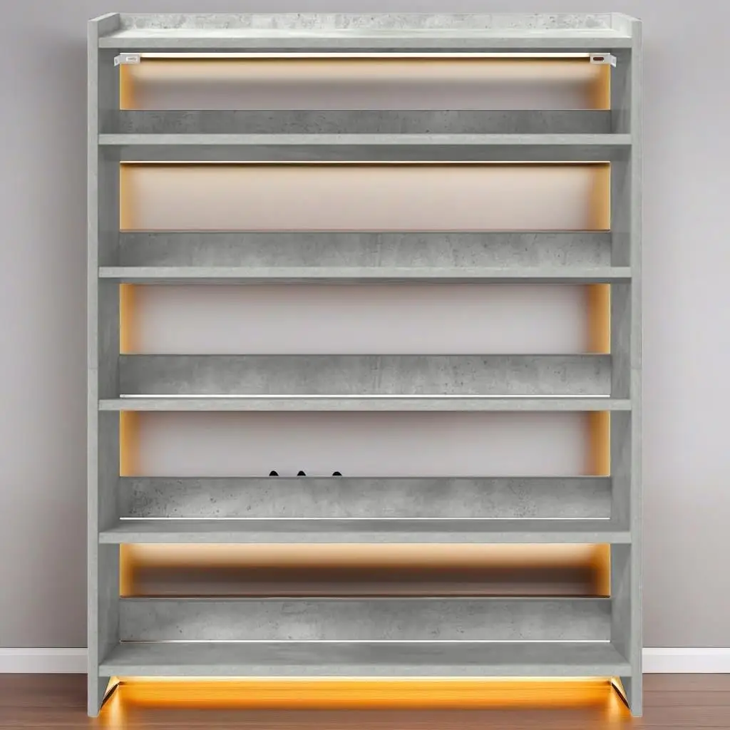 80x25x100 cm Concrete Grey Shoe Rack - Durable Engineered Wood Storage Solution