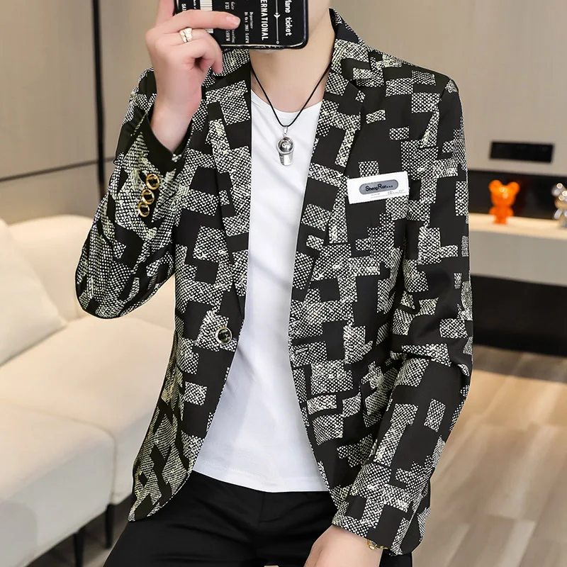 

Блейзер Новый мужской модный деловой джентльменский приталенный костюм в британском стиле для выступлений на открытом воздухе, свадебный банкетный повседневный пиджак