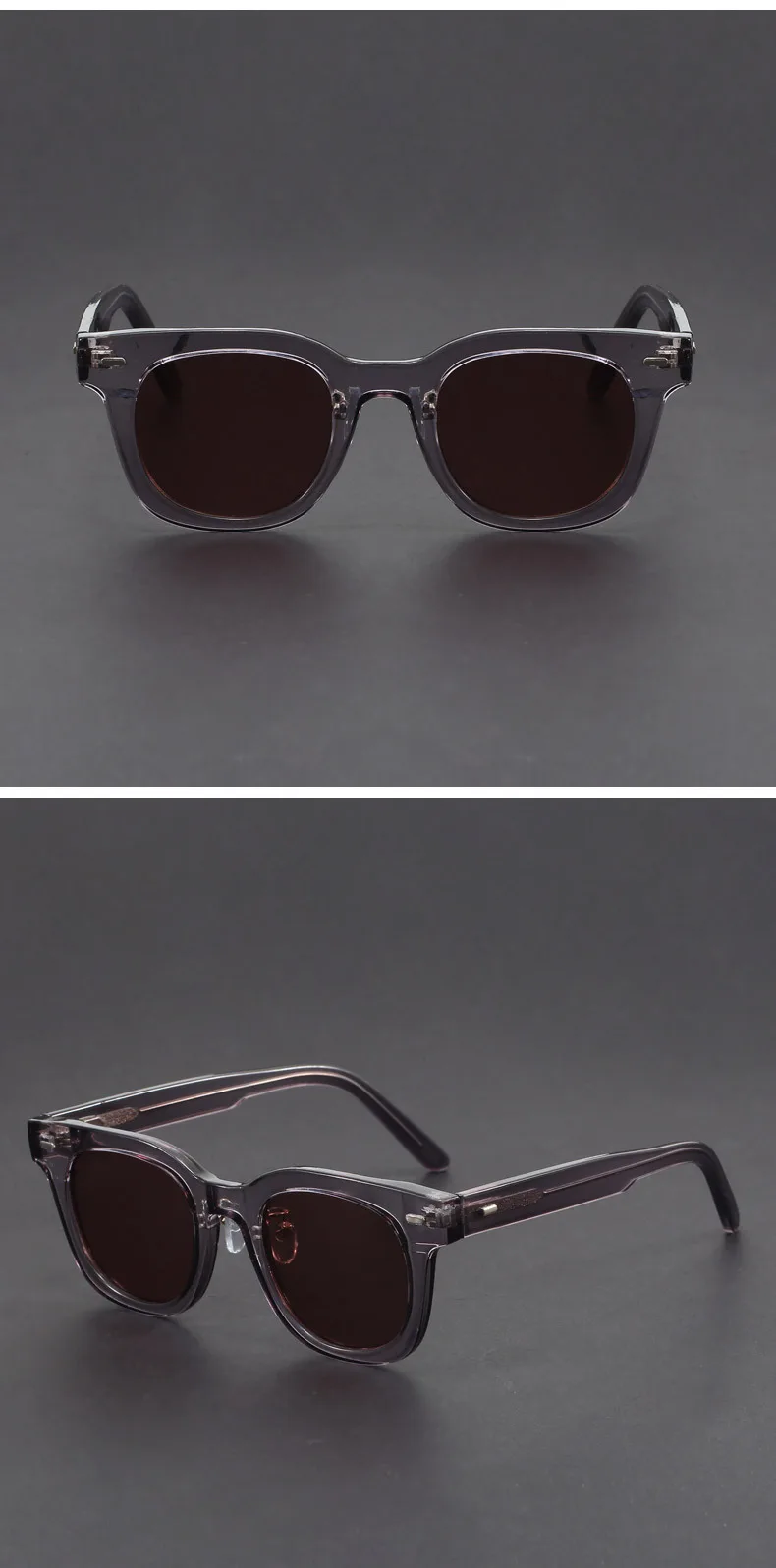 Zweifarbige Brille mit dickem Rahmen, handgefertigt, Retro-Stil, literarische Myopie-Brille für Herren, quadratischer Rahmen, Anti-UV-Sonnenbrille mit kleinem Rahmen – Detail 8