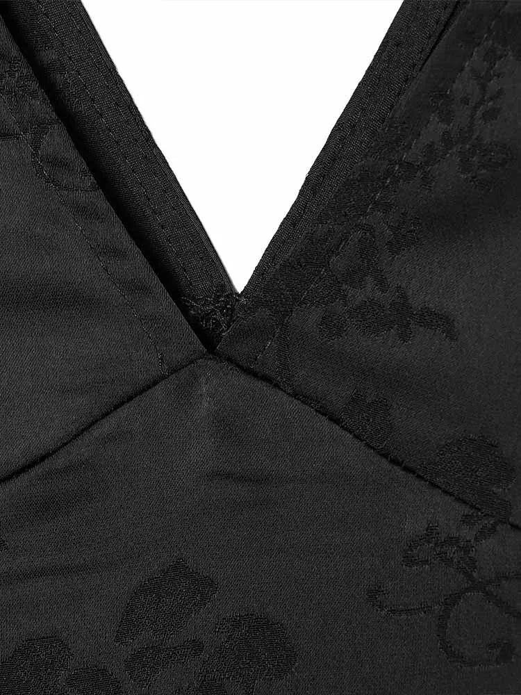 유럽과 미국 스타일의 겨울 신상 여성 의류 다용도 멜빵 자카드 미디 드레스