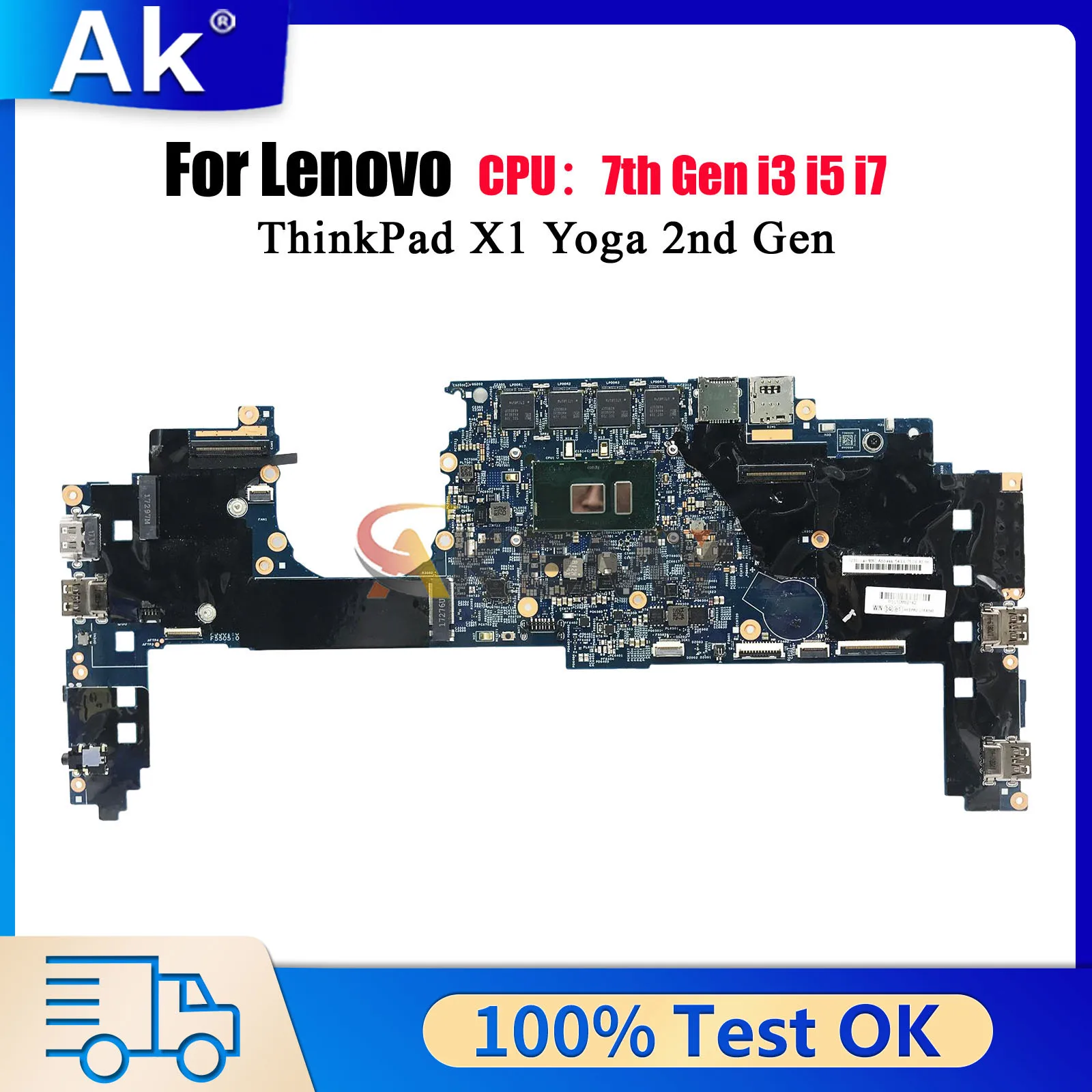 

С процессором I5 I7 7-го поколения 8 ГБ 16 ГБ ОЗУ 16822-1 Материнская плата для ноутбука Lenovo ThinkPad X1 Yoga 2-го поколения 100% полностью протестирована