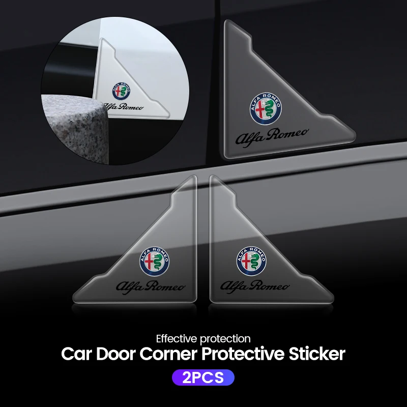 2pcs Car Door Corner Anti-collision Covers Transparent Silicone Protector Stickers For Alfa Romeo Giulia Stelvio MiTo Giulietta