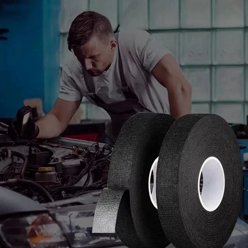 Black Car Flannel Tape Flame Retardant Insulating Adhesive Tape Velvet Harness Tape 9/15Mmx25m