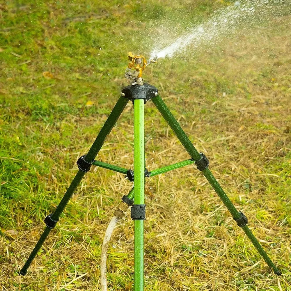 Extra Tall Lawn Sprinklers, Tripod Sprinkler with Brass Sprinkler Head for Large Area Garden (2)