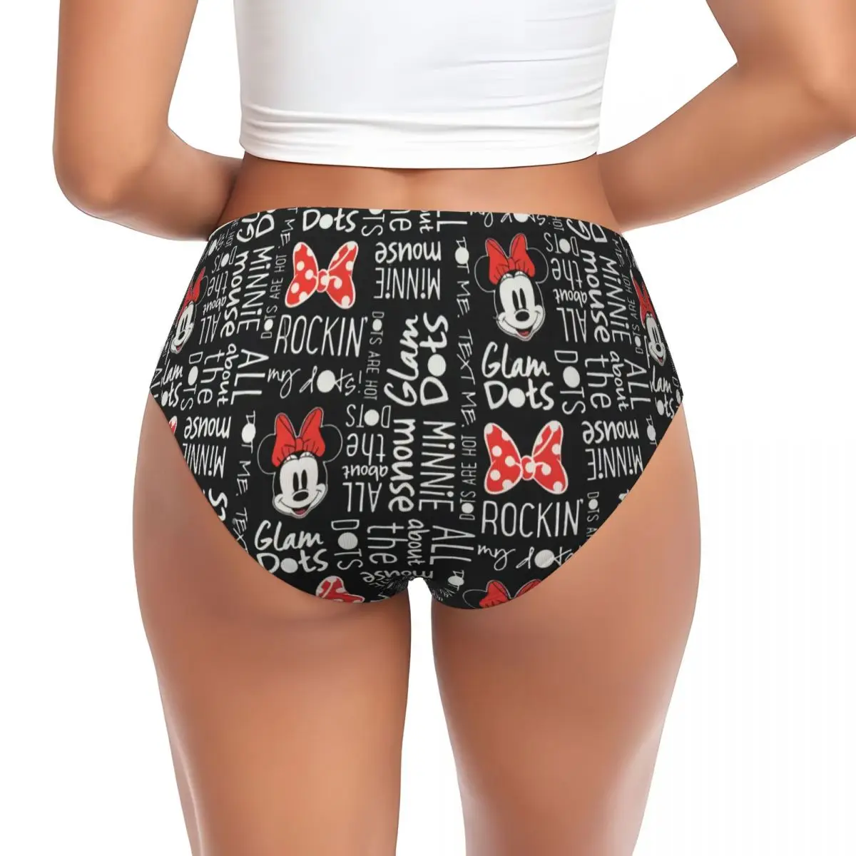 Ropa interior de Mickey Mouse y Minnie para mujer, calzoncillos de Anime personalizados, bragas elásticas cómodas