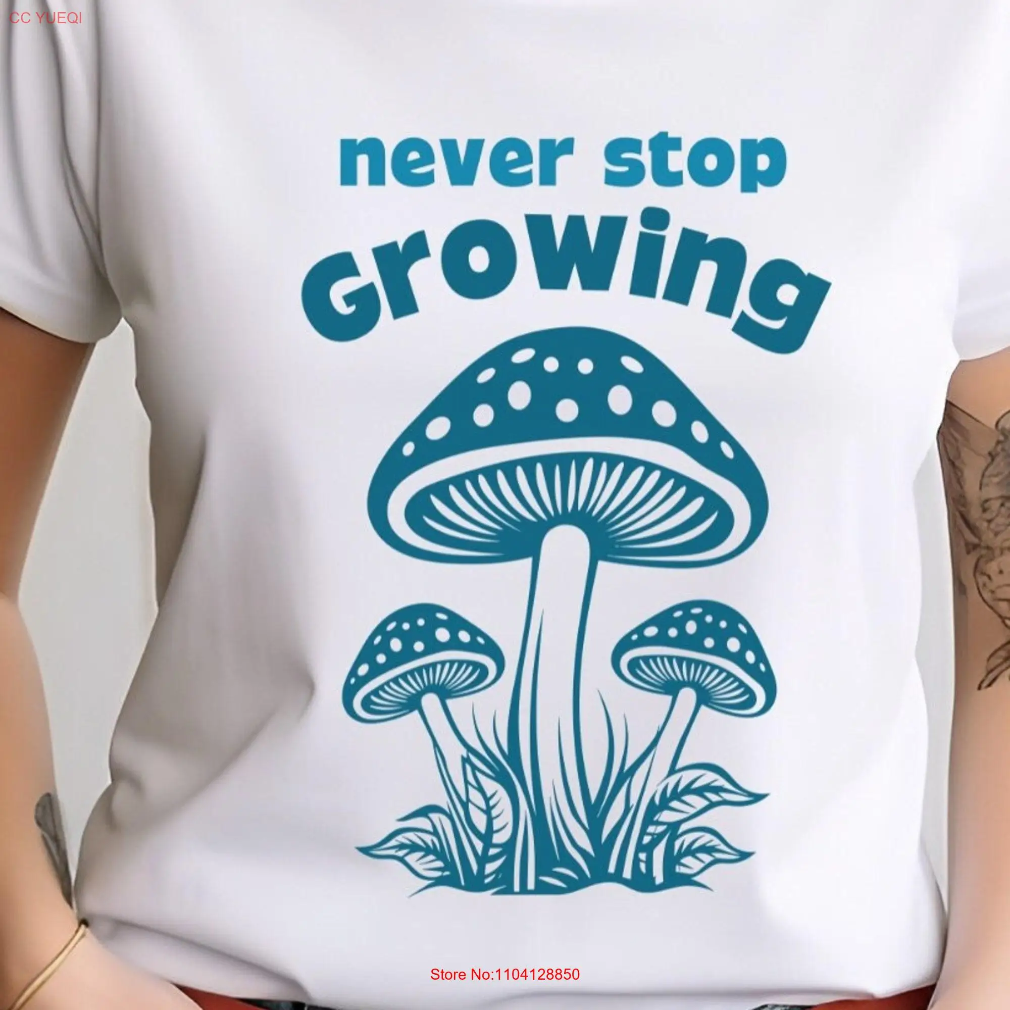 Never Stop Growing T Shirt Cottagecore Mushroom Motivational GifT Cute Boho Nature Botanical Forestcore