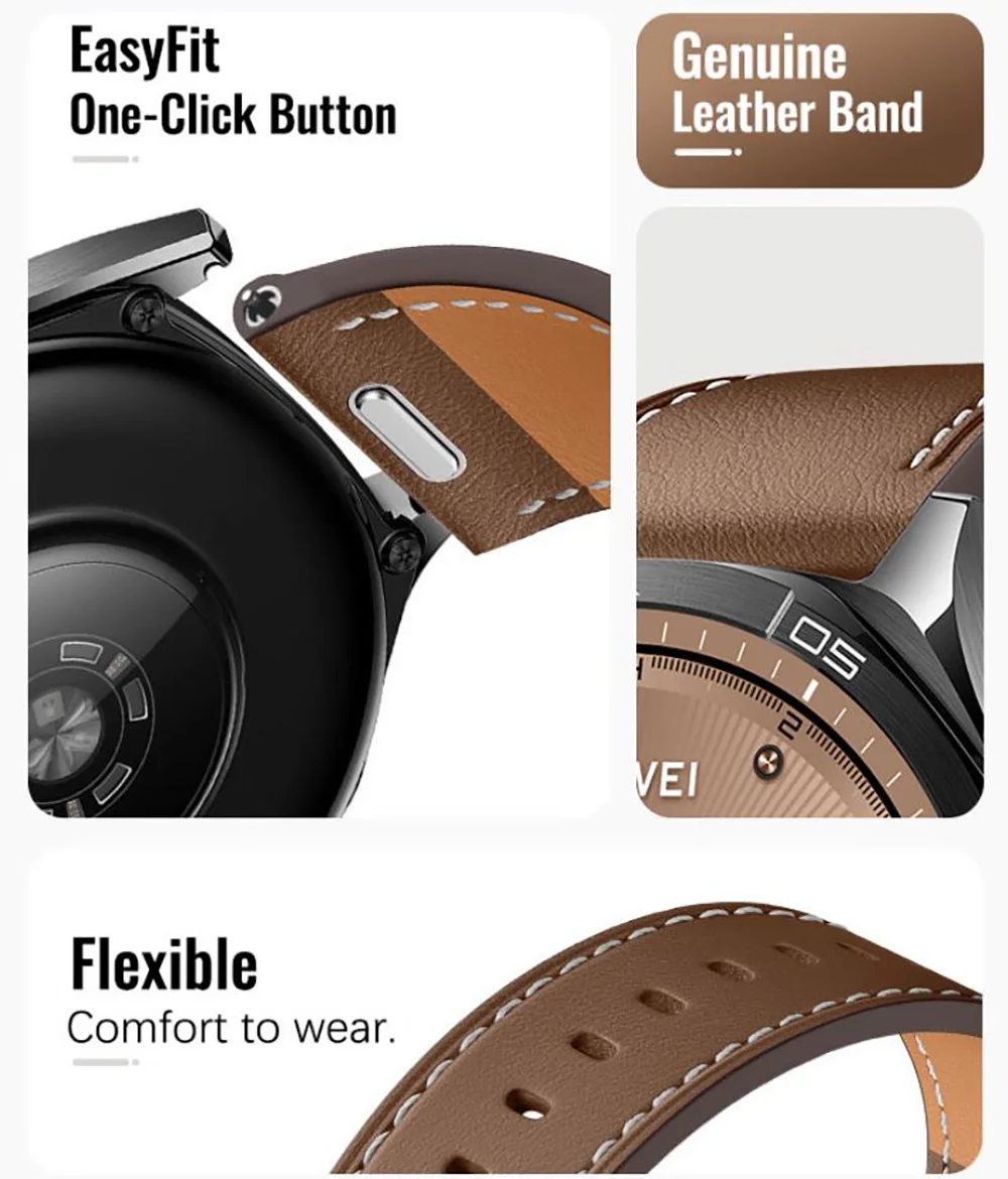 Cinturino in pelle da 22 mm per Zeblaze Stratos 4/GTR 3 Pro/Vibe 8/7 Pro/Beyond 3pro cinturino per orologio per cinturino Btalk 2 Lite/3 Pro