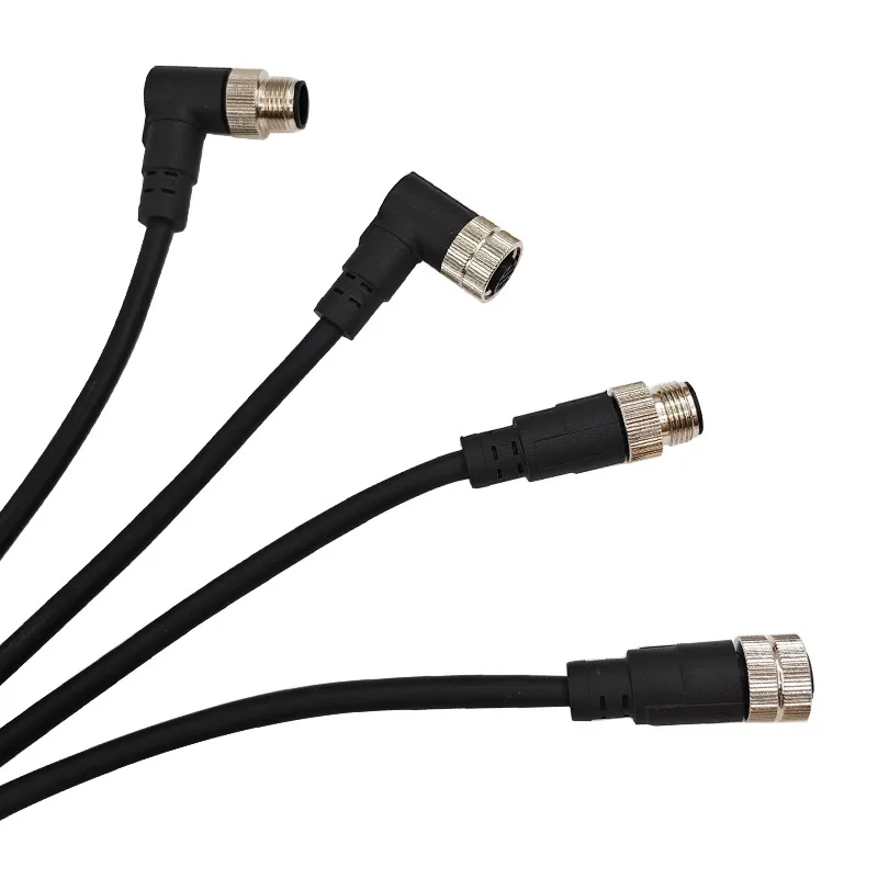 M12 Sensor Connector Cable 2M PVC Line Waterproof Male And Female 4/5/8 Pin A-Type Plug for Industrial Use