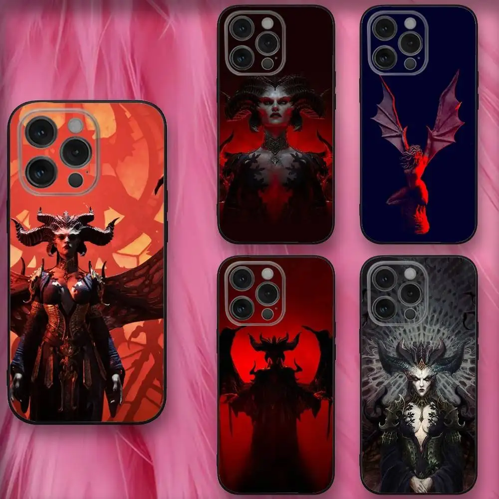 

L-Lilith-hs Game D-Diablos 4 Phone Case For iPhone 16,se4,15,14,13,12,11,Pro,X,XS,Max,XR,Plus,Mini Soft Black Cover