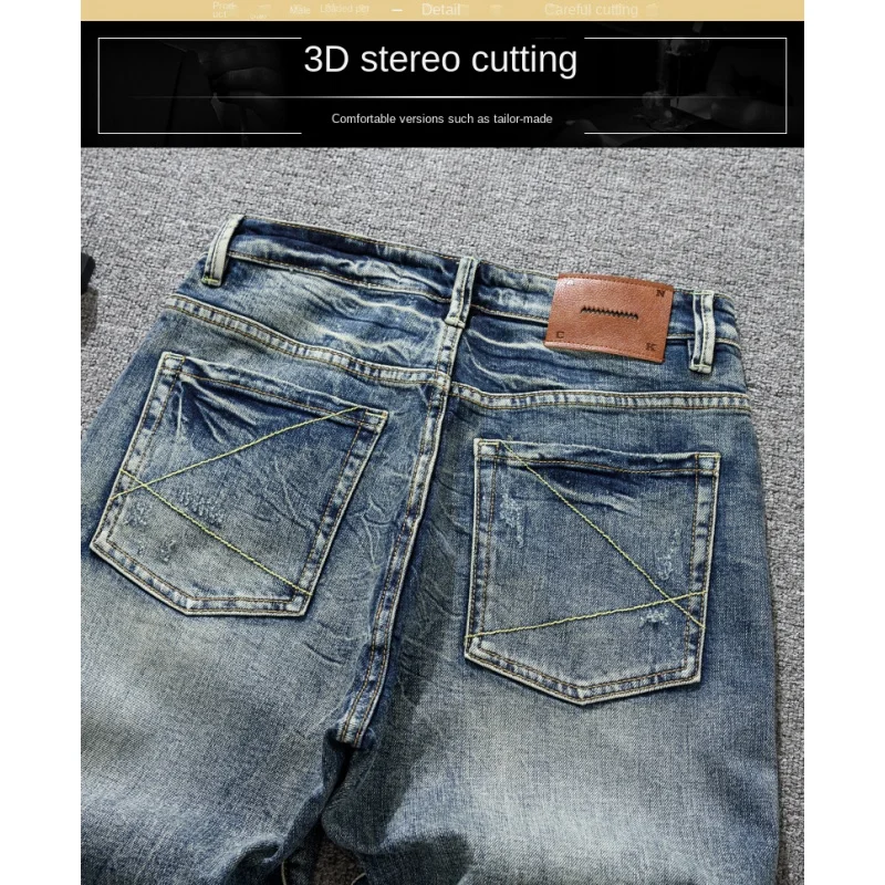 

Весенняя корейская мужская одежда, модные уличные винтажные свободные джинсы-шаровары, мужские универсальные джинсовые брюки в стиле ретро