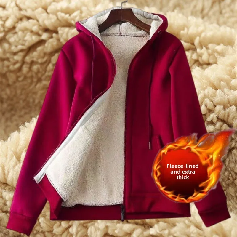 Men's Loose Fit Zip Hoodie Winter - Fleece Lined Thickened Sweatshirt with Plush Interior Comfortable Casual Sportswear S-5XL