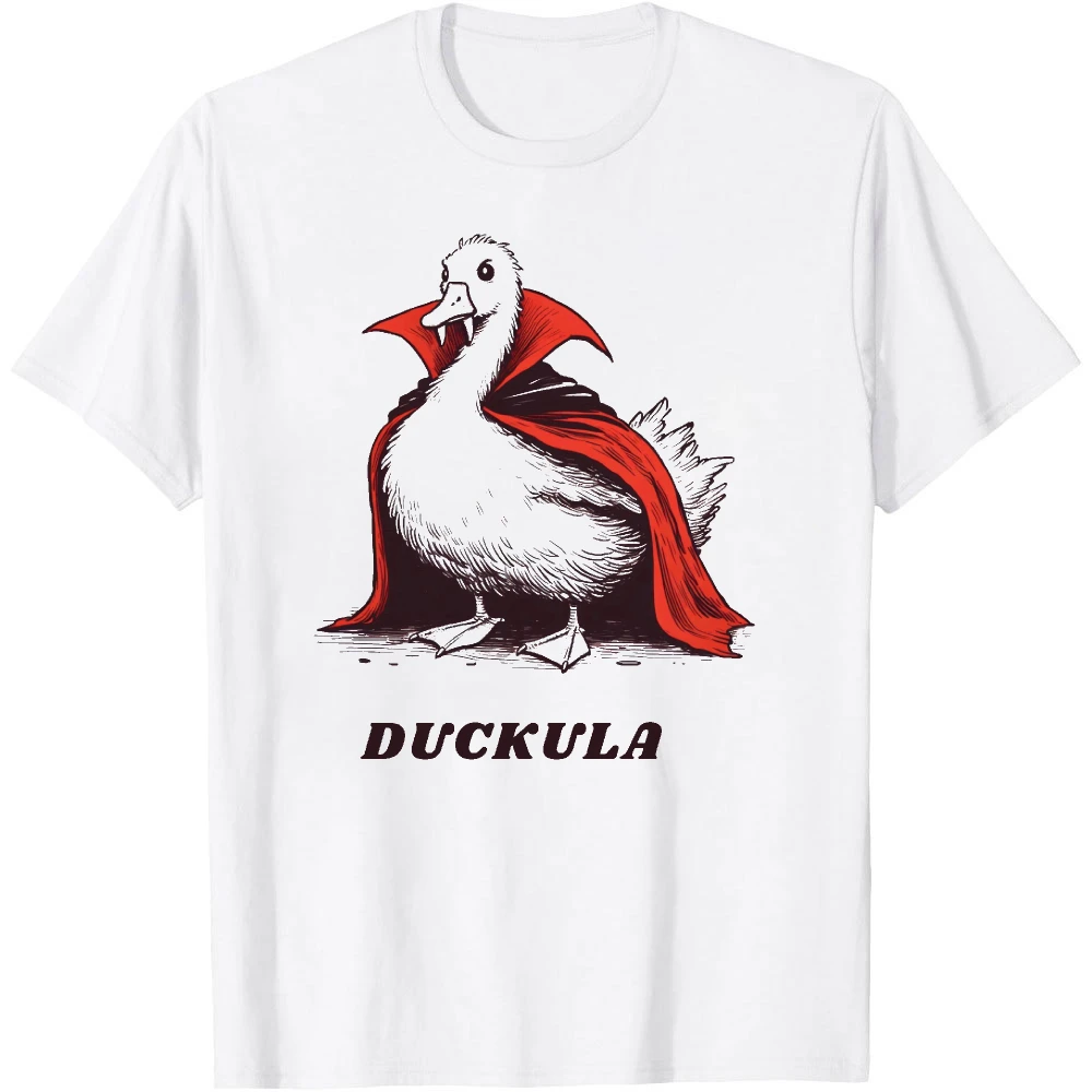 Duckula Vampire Duck Dracula Costume Graphic T Shirt Men Tops Funny Spooky Bird Print Top Summer Halloween Party Clothes