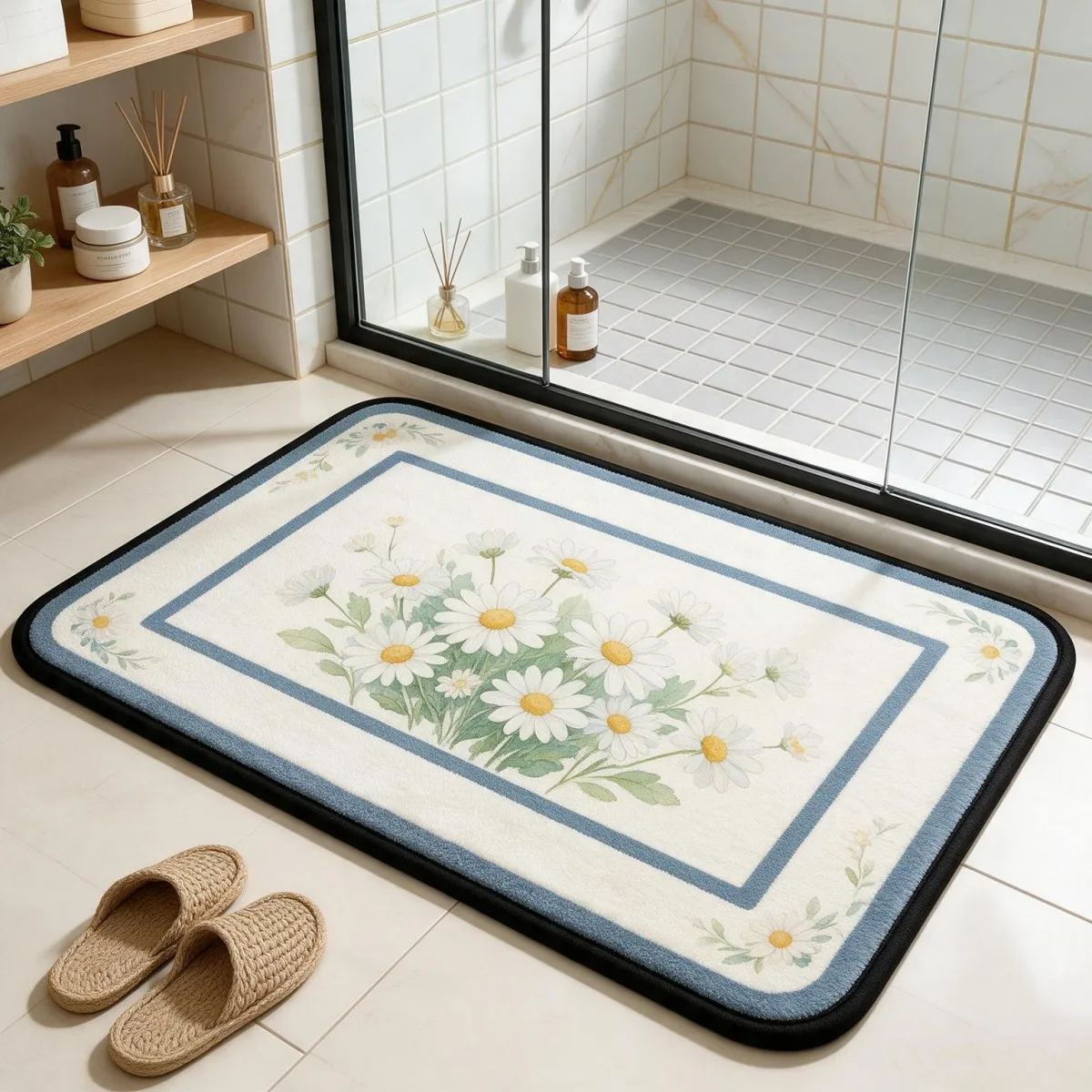 Tappetino da bagno quadrato, soffice e morbido, in flanella, spesso e antiscivolo, ideale per il bagno, il WC e l'ingresso.