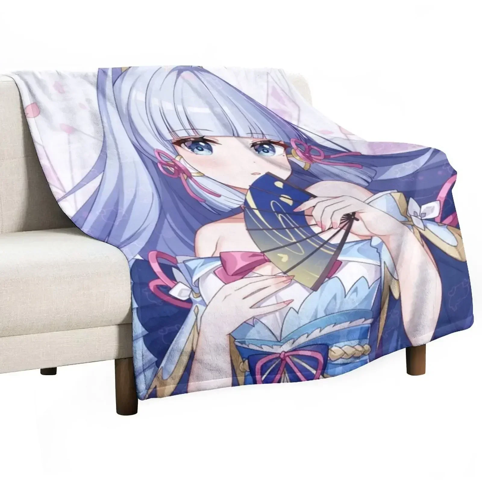 Kamisato ayaka Throw Blanket Bed covers Cute Plaid Blankets For Sofas Blankets