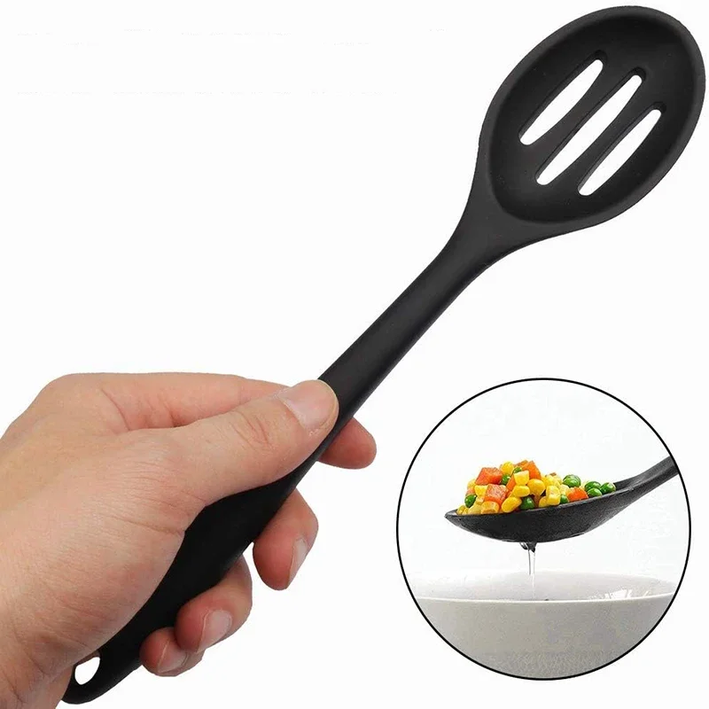 1PCS Food Grade Silicone Slotted Spoon,Cooking Ladle, Flexib