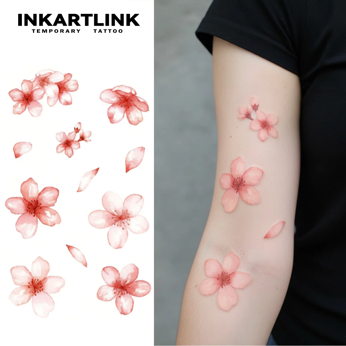 INKARTLINK Adesivi per tatuaggi temporanei Stampa a colori impermeabile Petali artistici Forniture per feste per tatuaggi temporanei Adesivi fai da te per uomo a