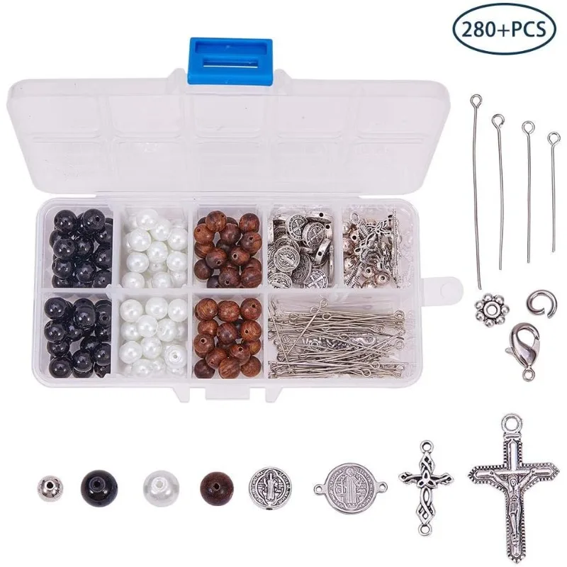 1 scatola fai da te 6Set vacanze di pasqua rosario elasticizzato con perline Kit per la creazione di braccialetti con perline incrociate Kit artigianale, senza nichel, istruzioni
