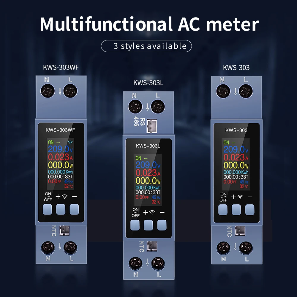 KWS-303 Tuya WiFi Power Meter Smart Switch 8 in1 Energy Meter 85-290V  AC Meter Timer Relay Voltage Current Electricity Meter image 3