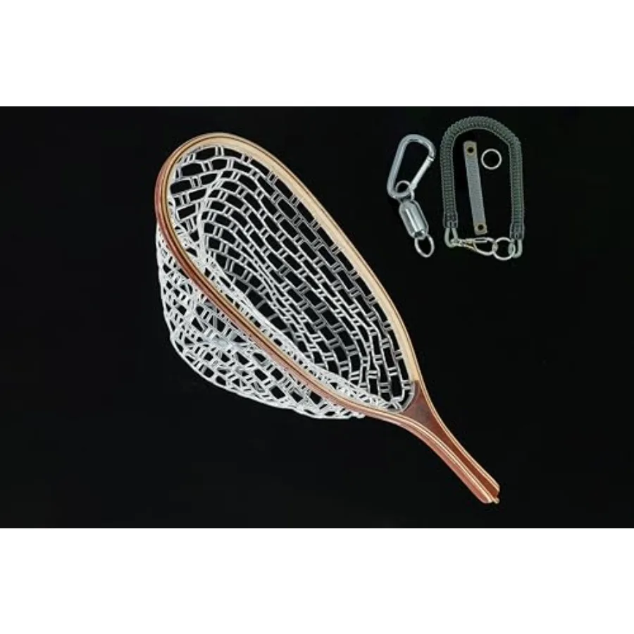 

Fly Fishing Net Soft Rubber Clear Small Mesh Wooden Handle Laminated Bamboo and Hardwood Waterproof Magnet Release