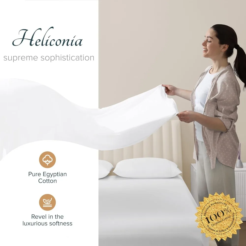 مجموعة ملاءات كاريسا كتان 100% من القطن المصري مقاس كينج - صفائح قطنية مصرية فاخرة عدد 1500 خيط مقاس كينج (4 قطع، أبيض #2