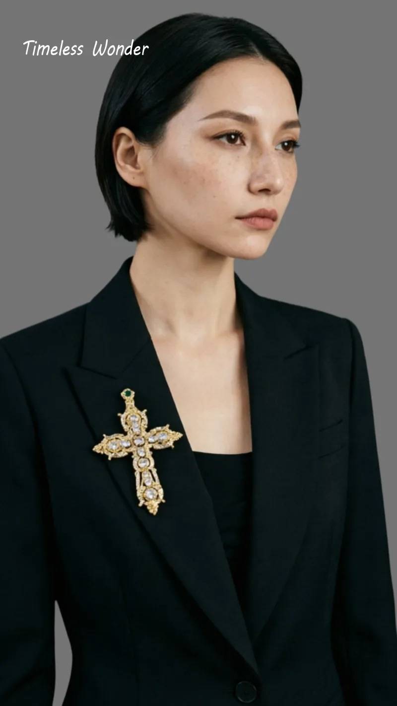 Timeless Wonder Fancy Zircon Cross Detachable Pendant Necklace for Women Designer Jewelry Runway Trendy Vintage Versatile 4526