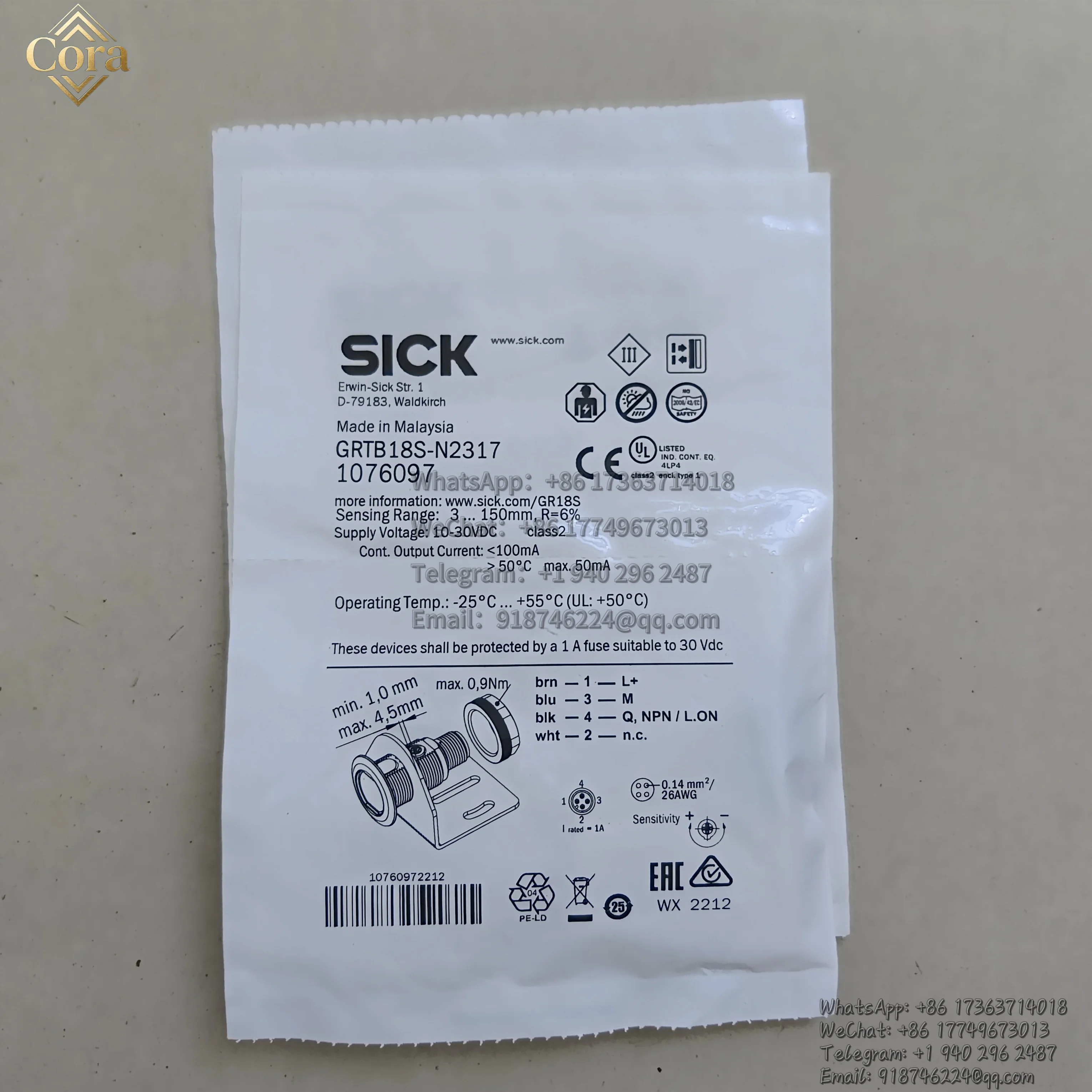 

Sick Original Diffuse Photoelectric Sensor GRTB18S-N2317 Order Number 1076097 Photoelectric Proximity Sensor New Brand
